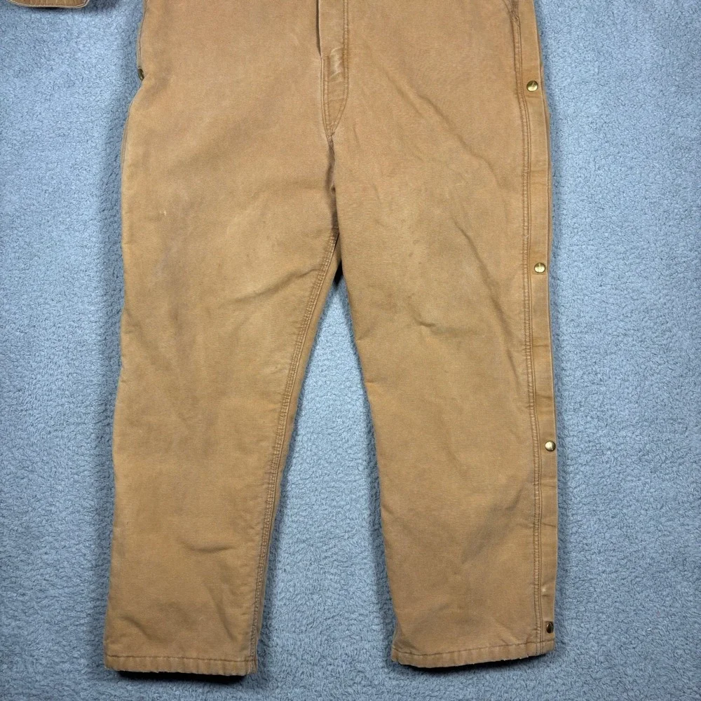 Carhartt Mens Duck Quilt Lined Coveralls Brown Size 44 Regular Workwear Jumpsuit
